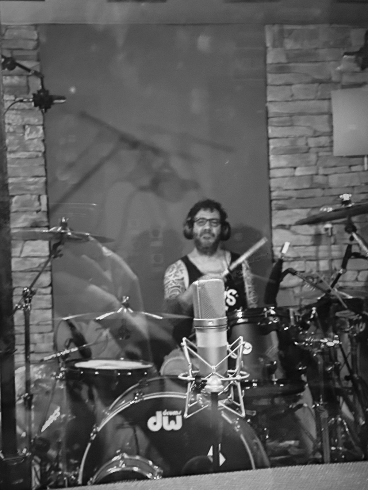 Batería en el estudio de grabación